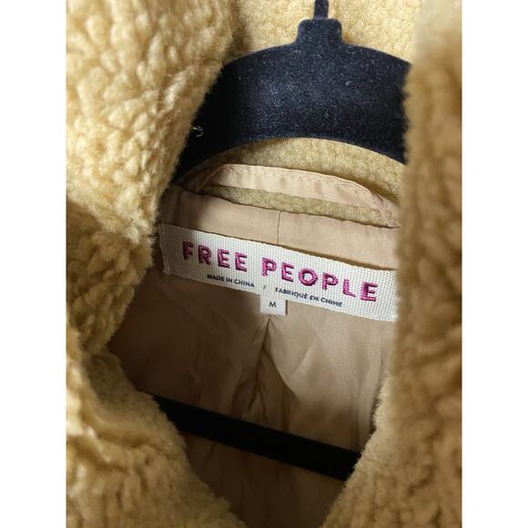 Free People Get Cozy Teddy Jacket Women's Medium Brown Fuzzy Oversize Boho Zip - Picture 5 of 10